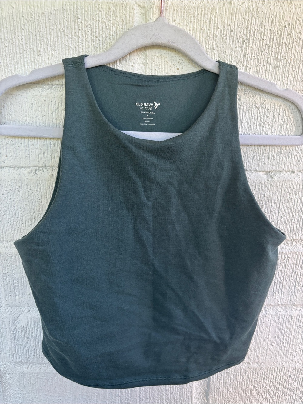 Old Navy Active Powerchill High-Neck Crop Tank - Teal Green sz M